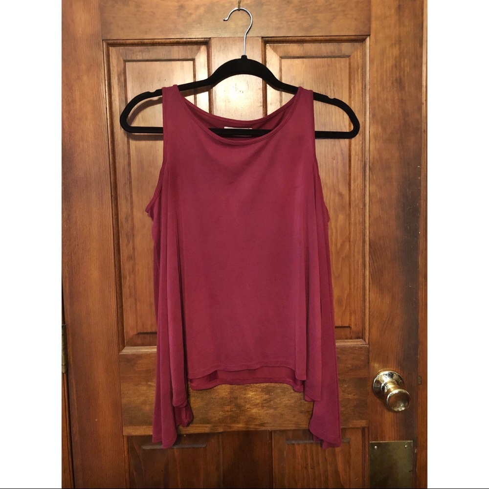 Hollister maroon cold shoulder bell sleeve top
